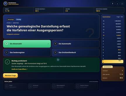 Screenshot von der Antwortauswahl.