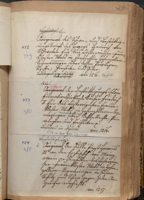 Abbildung Originalrepertorium von Franz Zell