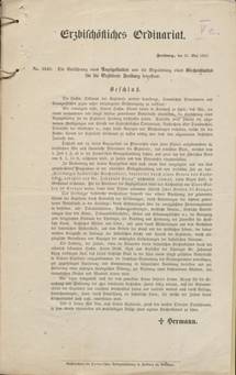 Anordnung zur Einführung eines kirchl. Anzeigeblatt