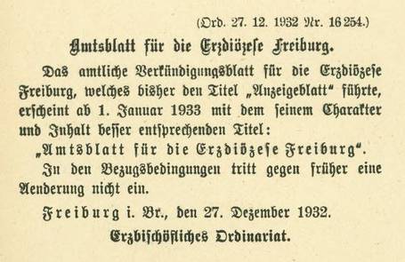Umbenennung des Anzeigeblatt 1932